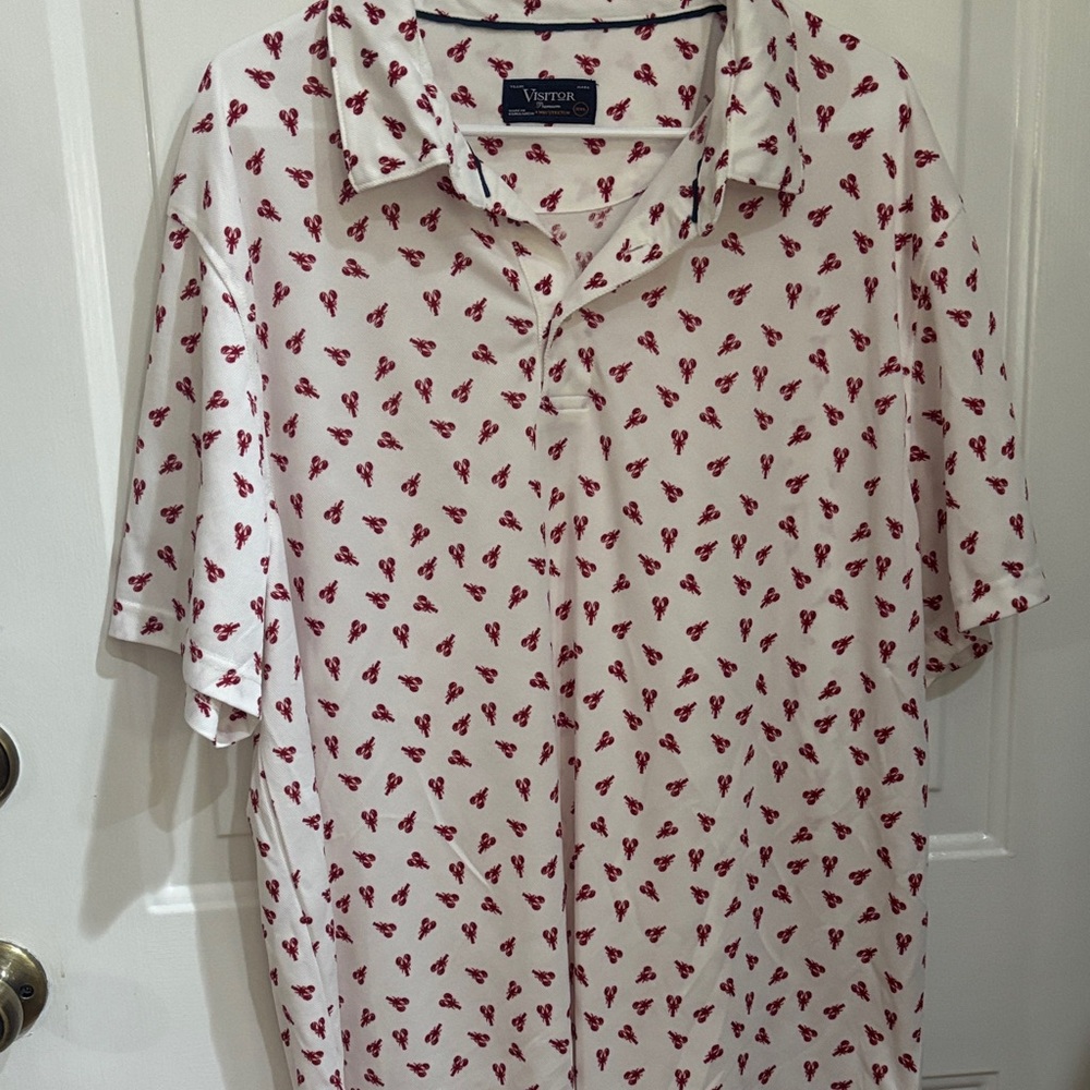 Men's White Shirt with Red Pattern lobster cape